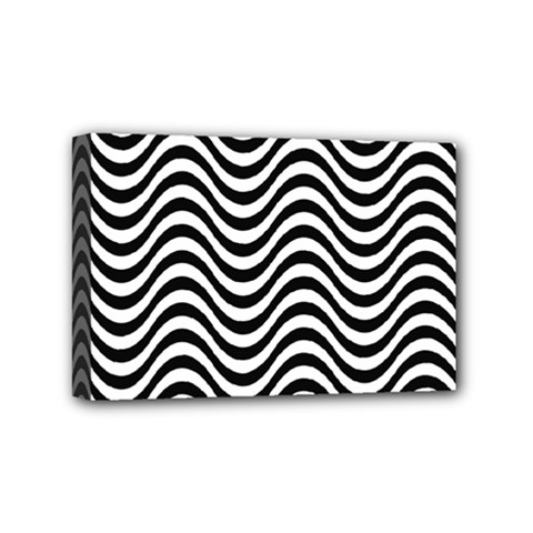 Black White Wave Pattern Wavy Water Seamless Mini Canvas 6  x 4  (Stretched) from ArtsNow.com