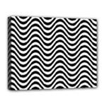 Black White Wave Pattern Wavy Water Seamless Canvas 14  x 11  (Stretched)