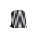 Black White Wave Pattern Wavy Water Seamless Drawstring Pouch (Small)