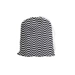 Black White Wave Pattern Wavy Water Seamless Drawstring Pouch (Medium)