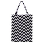 Black White Wave Pattern Wavy Water Seamless Classic Tote Bag