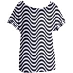 Black White Wave Pattern Wavy Water Seamless Women s Oversized T-Shirt