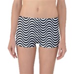 Black White Wave Pattern Wavy Water Seamless Boyleg Bikini Bottoms