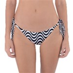 Black White Wave Pattern Wavy Water Seamless Reversible Bikini Bottoms