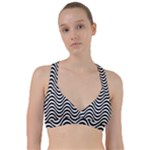 Black White Wave Pattern Wavy Water Seamless Sweetheart Sports Bra