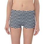 Black White Wave Pattern Wavy Water Seamless Reversible Boyleg Bikini Bottoms