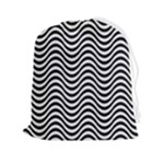 Black White Wave Pattern Wavy Water Seamless Drawstring Pouch (2XL)