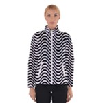 Black White Wave Pattern Wavy Water Seamless Women s Bomber Jacket