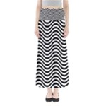 Black White Wave Pattern Wavy Water Seamless Full Length Maxi Skirt