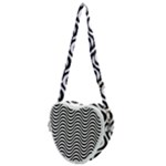 Black White Wave Pattern Wavy Water Seamless Heart Shoulder Bag