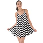 Black White Wave Pattern Wavy Water Seamless Love the Sun Cover Up