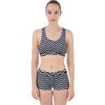 Black White Wave Pattern Wavy Water Seamless Work It Out Gym Set