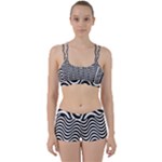 Black White Wave Pattern Wavy Water Seamless Perfect Fit Gym Set