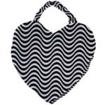 Black White Wave Pattern Wavy Water Seamless Giant Heart Shaped Tote