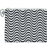 Black White Wave Pattern Wavy Water Seamless Canvas Cosmetic Bag (XXXL)