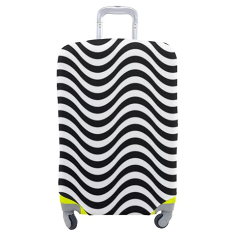 Black White Wave Pattern Wavy Water Seamless Luggage Cover (Medium) from ArtsNow.com