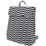 Black White Wave Pattern Wavy Water Seamless Flap Top Backpack