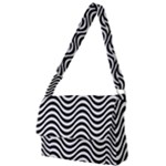 Black White Wave Pattern Wavy Water Seamless Full Print Messenger Bag (S)