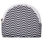 Black White Wave Pattern Wavy Water Seamless Horseshoe Style Canvas Pouch