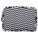 Black White Wave Pattern Wavy Water Seamless Make Up Pouch (Medium)