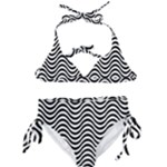 Black White Wave Pattern Wavy Water Seamless Kids  Classic Bikini Set