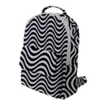 Black White Wave Pattern Wavy Water Seamless Flap Pocket Backpack (Large)