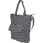 Black White Wave Pattern Wavy Water Seamless Shoulder Tote Bag