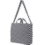 Black White Wave Pattern Wavy Water Seamless Square Shoulder Tote Bag