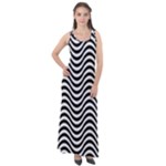 Black White Wave Pattern Wavy Water Seamless Sleeveless Velour Maxi Dress