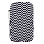 Black White Wave Pattern Wavy Water Seamless Waist Pouch (Large)