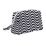 Black White Wave Pattern Wavy Water Seamless Wristlet Pouch Bag (Medium)