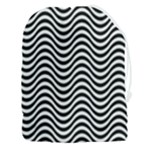 Black White Wave Pattern Wavy Water Seamless Drawstring Pouch (3XL)