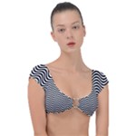 Black White Wave Pattern Wavy Water Seamless Cap Sleeve Ring Bikini Top