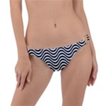 Black White Wave Pattern Wavy Water Seamless Ring Detail Bikini Bottoms