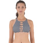 Black White Wave Pattern Wavy Water Seamless Perfectly Cut Out Bikini Top