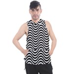 Black White Wave Pattern Wavy Water Seamless Men s Sleeveless Hoodie