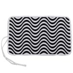 Black White Wave Pattern Wavy Water Seamless Pen Storage Case (S)