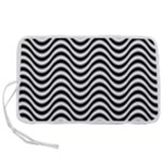 Black White Wave Pattern Wavy Water Seamless Pen Storage Case (L)