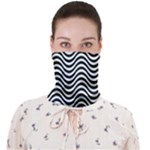 Black White Wave Pattern Wavy Water Seamless Face Covering Bandana (Adult)