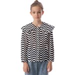 Black White Wave Pattern Wavy Water Seamless Kids  Peter Pan Collar Blouse