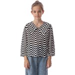 Black White Wave Pattern Wavy Water Seamless Kids  Sailor Shirt