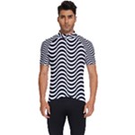 Black White Wave Pattern Wavy Water Seamless Men s Short Sleeve Cycling Jersey