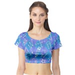 Background Abstract Texture Pattern Short Sleeve Crop Top