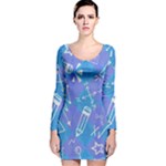 Background Abstract Texture Pattern Long Sleeve Velvet Bodycon Dress