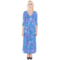 Quarter Sleeve Wrap Maxi Dress 