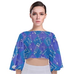 Tie Back Butterfly Sleeve Chiffon Top 