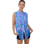 Background Abstract Texture Pattern Sleeveless Chiffon Button Shirt