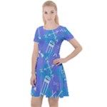 Background Abstract Texture Pattern Cap Sleeve Velour Dress 