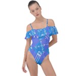 Background Abstract Texture Pattern Frill Detail One Piece Swimsuit