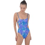 Background Abstract Texture Pattern Tie Strap One Piece Swimsuit